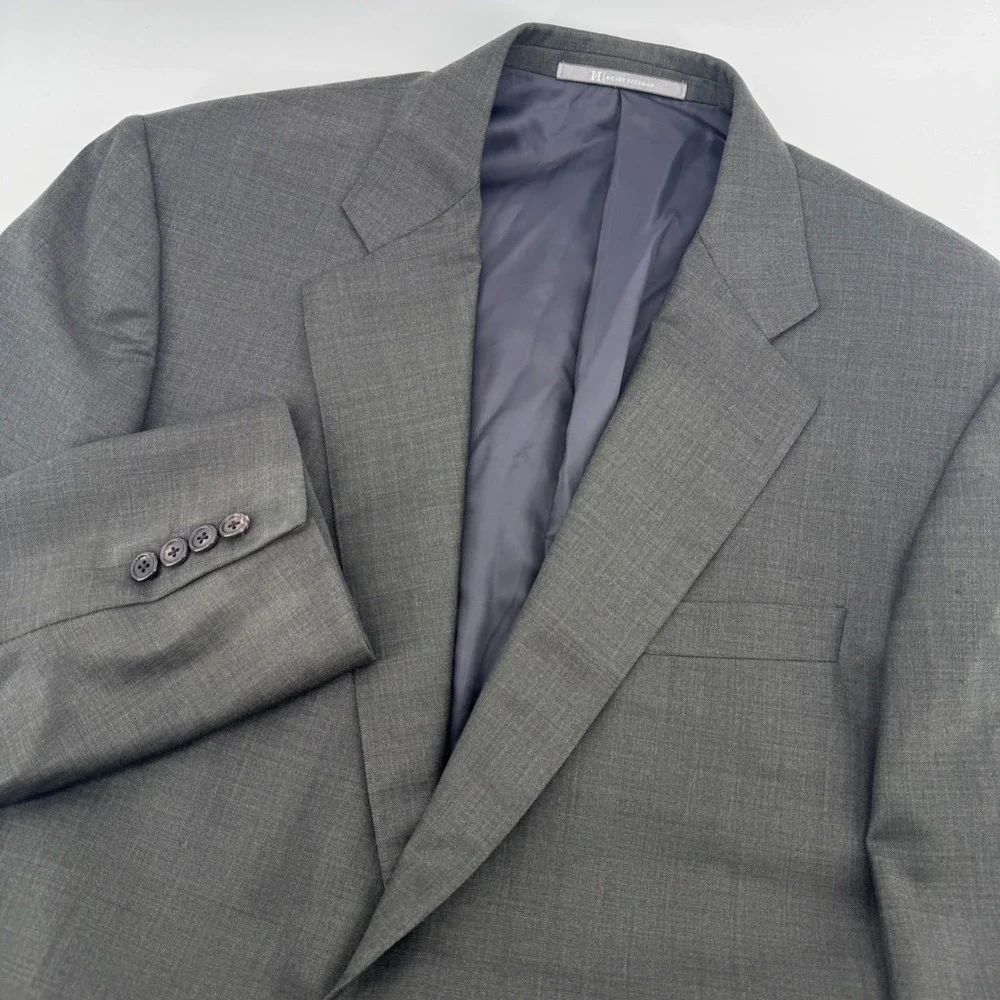 Loro Piana Hickey Freeman Blazer Mens 42L Grey Super 120s Wool Two Button Jacket